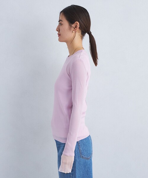 green label relaxing（グリーンレーベルリラクシング）の「チュール ドッキング シアー プルオーバー（Tシャツ/カットソー・レディース・ピンク/イエロー/オフホワイト/ブラック・FREE）」の18枚目の写真