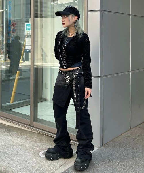 XU（エックスユー）の「【Never mind the XU】front hook lace cardigan / 【ネバーマインド ザ エックスユー】フロントフックレース長袖カーディガン（カーディガン/ボレロ・レディース・ホワイト/ブラック・ONE SIZE）」の2枚目の写真