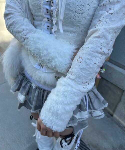 XU（エックスユー）の「【Never mind the XU】front hook lace cardigan / 【ネバーマインド ザ エックスユー】フロントフックレース長袖カーディガン（カーディガン/ボレロ・レディース・ホワイト/ブラック・ONE SIZE）」の21枚目の写真