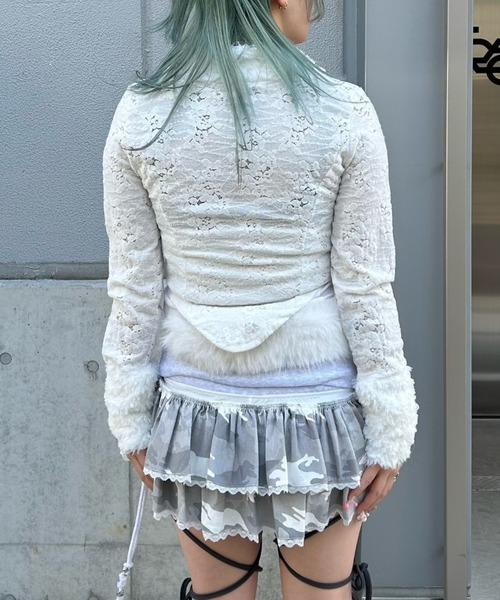 XU（エックスユー）の「【Never mind the XU】front hook lace cardigan / 【ネバーマインド ザ エックスユー】フロントフックレース長袖カーディガン（カーディガン/ボレロ・レディース・ホワイト/ブラック・ONE SIZE）」の17枚目の写真