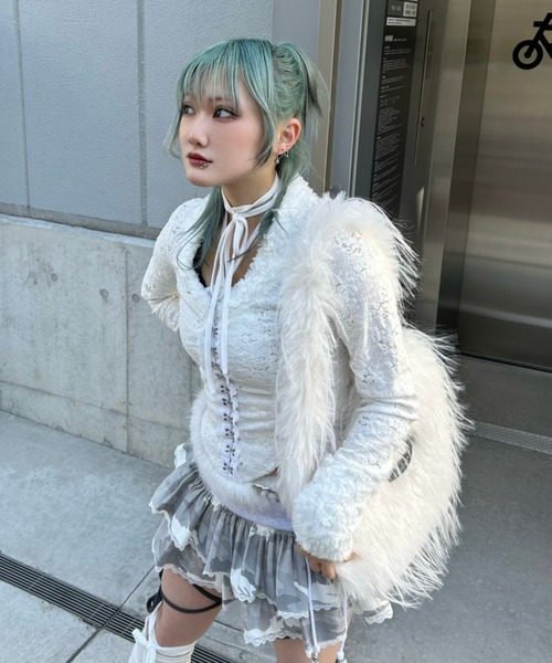 XU】front hook lace cardigan（カーディガン/ボレロ）｜XU