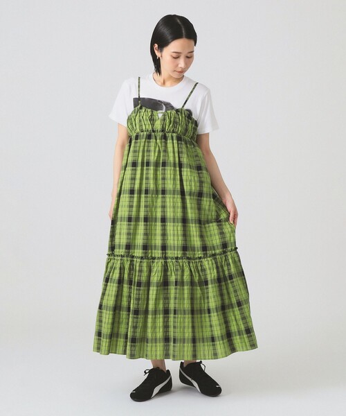 Ray BEAMS（レイビームス）の「チェック ティアード キャミ ワンピース（ワンピース・レディース・グリーン/ホワイト×ブラック・ONE SIZE）」の18枚目の写真