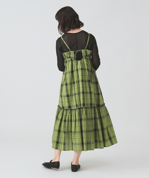 Ray BEAMS（レイビームス）の「チェック ティアード キャミ ワンピース（ワンピース・レディース・グリーン/ホワイト×ブラック・ONE SIZE）」の13枚目の写真