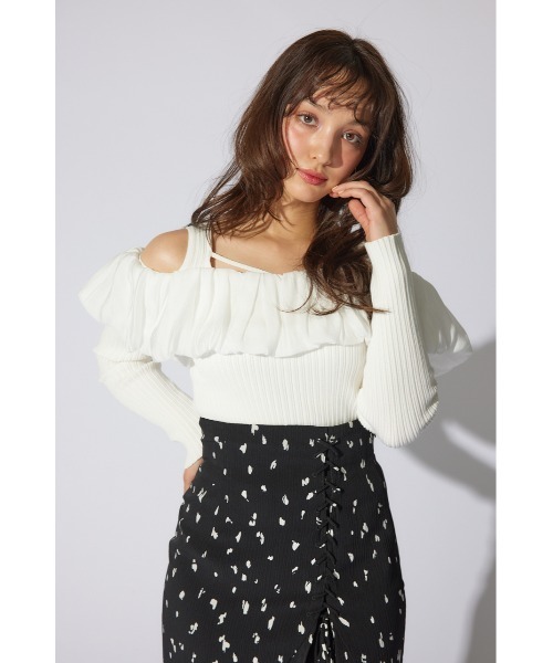 rienda（リエンダ）の「2WAYバルーンニットトップス（ニット/セーター・レディース・ホワイト/ダークグレー/ライトグリーン・FREE）」の4枚目の写真