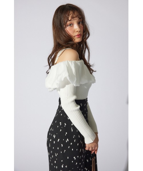 rienda（リエンダ）の「2WAYバルーンニットトップス（ニット/セーター・レディース・ホワイト/ダークグレー/ライトグリーン・FREE）」の5枚目の写真