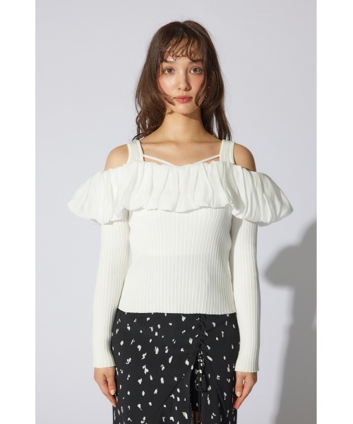 rienda（リエンダ）の「2WAYバルーンニットトップス（ニット/セーター・レディース・ホワイト/ダークグレー/ライトグリーン・FREE）」の8枚目の写真