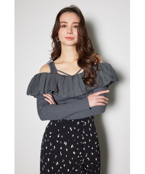 rienda（リエンダ）の「2WAYバルーンニットトップス（ニット/セーター・レディース・ホワイト/ダークグレー/ライトグリーン・FREE）」の9枚目の写真