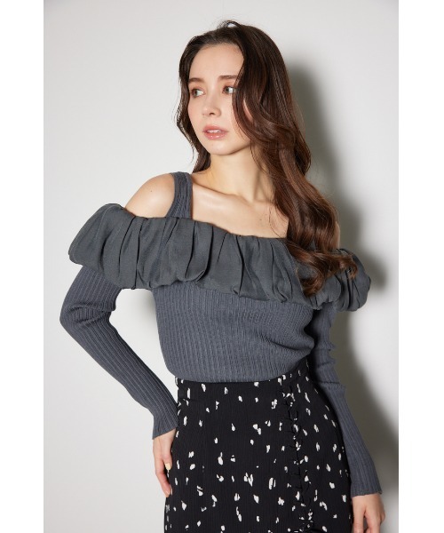 rienda（リエンダ）の「2WAYバルーンニットトップス（ニット/セーター・レディース・ホワイト/ダークグレー/ライトグリーン・FREE）」の12枚目の写真