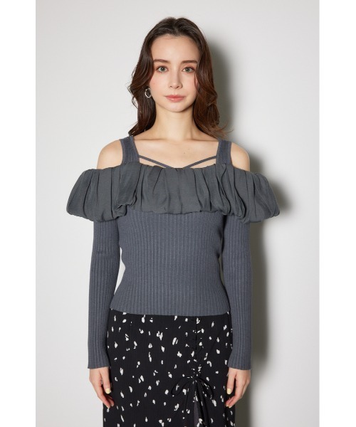 rienda（リエンダ）の「2WAYバルーンニットトップス（ニット/セーター・レディース・ホワイト/ダークグレー/ライトグリーン・FREE）」の14枚目の写真