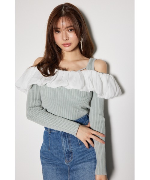 rienda（リエンダ）の「2WAYバルーンニットトップス（ニット/セーター・レディース・ホワイト/ダークグレー/ライトグリーン・FREE）」の16枚目の写真