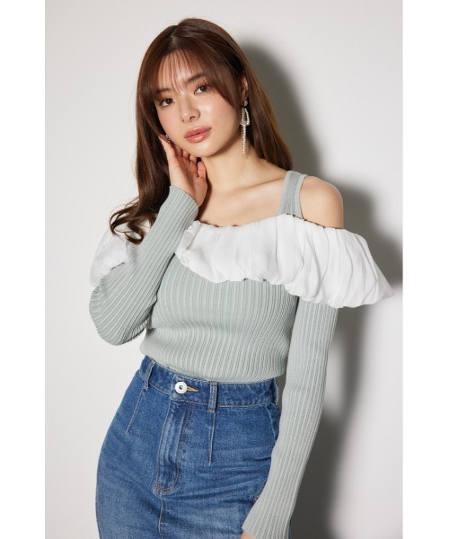 rienda（リエンダ）の「2WAYバルーンニットトップス（ニット/セーター・レディース・ホワイト/ダークグレー/ライトグリーン・FREE）」の19枚目の写真