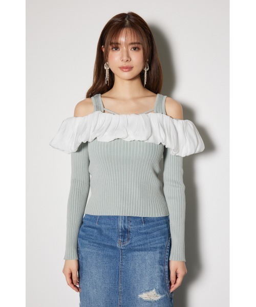 rienda（リエンダ）の「2WAYバルーンニットトップス（ニット/セーター・レディース・ホワイト/ダークグレー/ライトグリーン・FREE）」の20枚目の写真