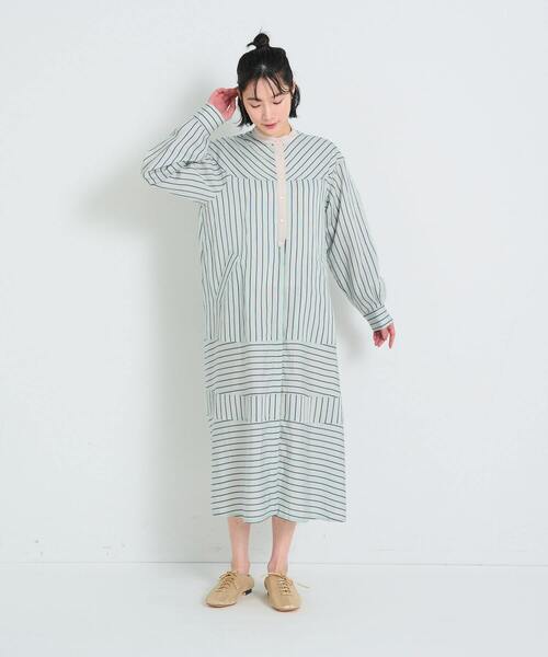 conges payes ADIEU TRISTESSE（コンジェ ペイエ アデュートリステス）の「ストライプパッチワークワンピース（ワンピース・レディース・グリーン系その他/オレンジ系その他・38）」の16枚目の写真