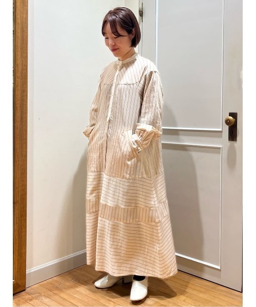 conges payes ADIEU TRISTESSE（コンジェ ペイエ アデュートリステス）の「ストライプパッチワークワンピース（ワンピース・レディース・グリーン系その他/オレンジ系その他・38）」の6枚目の写真