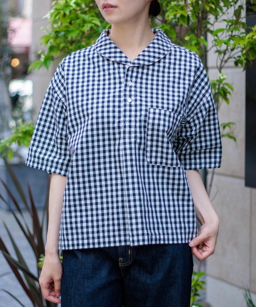 ドミンゴD.M.G 今季16-791Xタイプライターチェック DOMINGO ノーカラー