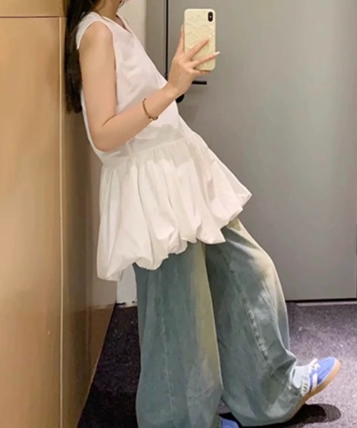 LADY LIKE（レディライク）の「バルーンスカートタンクワンピース（ワンピース・レディース・ホワイト/ブラック・M）」の8枚目の写真