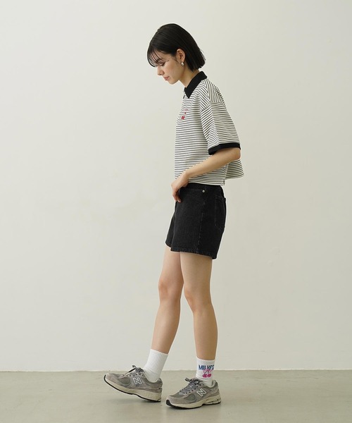 MILKFED.（ミルクフェド）の「COOPER HEART DENIM SHORT PANTS（デニムパンツ・レディース・ライトインディゴブルー/ブラック・M/S）」の7枚目の写真
