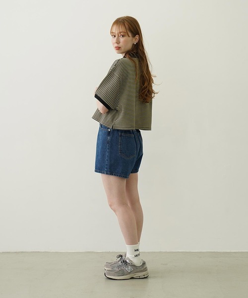 MILKFED.（ミルクフェド）の「COOPER HEART DENIM SHORT PANTS（デニムパンツ・レディース・ライトインディゴブルー/ブラック・M/S）」の17枚目の写真