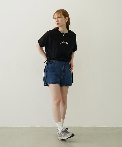MILKFED.（ミルクフェド）の「COOPER HEART DENIM SHORT PANTS（デニムパンツ・レディース・ライトインディゴブルー/ブラック・M/S）」の20枚目の写真