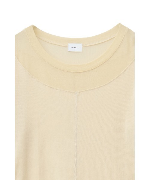 MANOF　シースルーレイヤードトップス　黒　マノフ　カットソー　Tシャツ CATEGORY MANOF | t / wo