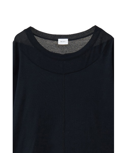 MANOF　シースルーレイヤードトップス　黒　マノフ　カットソー　Tシャツ SQUARE NECK CUT RIB TOPS/スクエアネックカットリブトップス（T