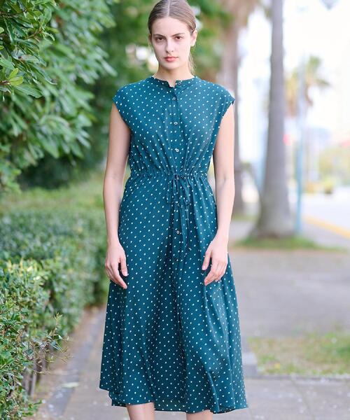 DRESSTERIOR（ドレステリア）の「【ポケットあり/後ろウエストゴム】ドットプリントフレンチスリーブワンピ（ワンピース・レディース・ネイビー系/グリーン系その他2・34/36/38）」の6枚目の写真