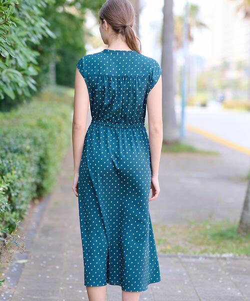 DRESSTERIOR ドットプリントフレンチスリーブワンピース ドレステリア DRESSTERIOR ドットプリントフレンチスリーブ