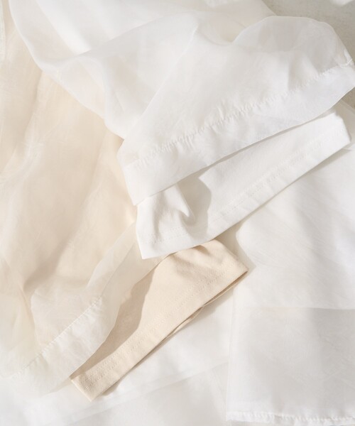 FREAK'S STORE(フリークスストア)の「限定展開 オーガンジー×カットソー 重ね ラグラン 半袖 Tシャツ(Tシャツ/カットソー・レディース・ブラック/ブルーグレー/オフホワイト/ナチュラル/ベージュ/ネイビー/コーラルピンク/ライトグリーン/ピンク・フリ-)」の18枚目の写真