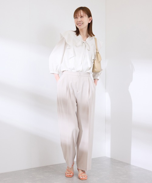 ROPE' PICNIC(ロペピクニック)の「ラッフルリボンデザインシャツ(シャツ/ブラウス・レディース・ネイビー/オフホワイト/ピンク系その他/ブルー・38)」の5枚目の写真