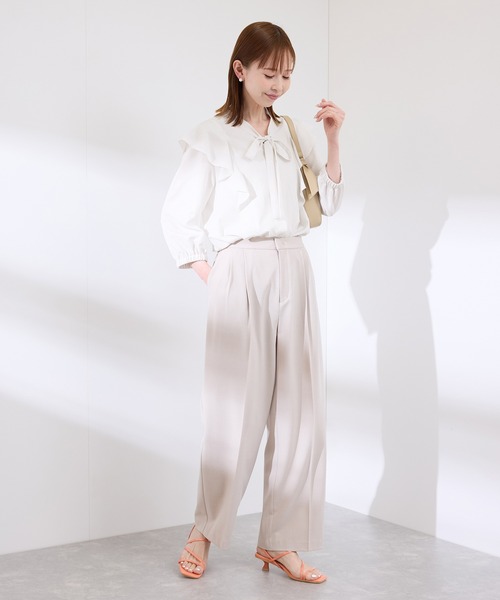 ROPE' PICNIC(ロペピクニック)の「ラッフルリボンデザインシャツ(シャツ/ブラウス・レディース・ネイビー/オフホワイト/ピンク系その他/ブルー・38)」の6枚目の写真