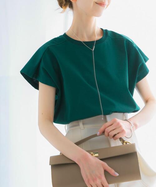 URBAN RESEARCH ROSSO WOMEN（アーバンリサーチ　ロッソ）の「タックスリーブクールタッチカットソー（Tシャツ/カットソー・レディース・ブラック/ホワイト/グリーン/レッド・FREE）」の4枚目の写真