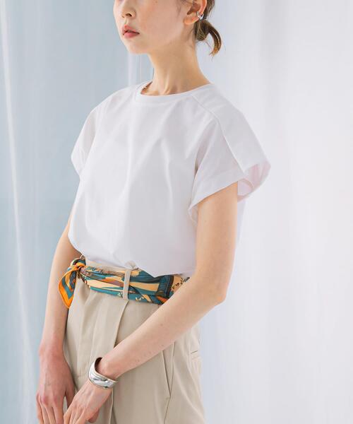 URBAN RESEARCH ROSSO WOMEN（アーバンリサーチ　ロッソ）の「タックスリーブクールタッチカットソー（Tシャツ/カットソー・レディース・ブラック/ホワイト/グリーン/レッド・FREE）」の7枚目の写真