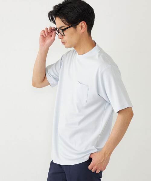 SHIPS Colors(シップス カラーズ)の「SHIPS Colors:〈抗菌防臭・接触冷感〉スムース ビズT ショートスリーブ◇(Tシャツ/カットソー・メンズ・ダークグレー/ネイビー/オフホワイト/トップグレー/ライトブルー/オリーブ/ベージュ・MEDIUM/LARGE/X-LARGE/SMALL)」の6枚目の写真