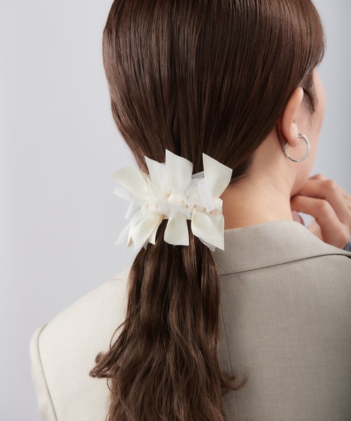 dee doo dah（ディドゥダ）の「【deedoodah】 サテン×チュールリボン　オールフィットバレッタ（バレッタ/ヘアクリップ・レディース・C/D/B/A・FREE）」の2枚目の写真