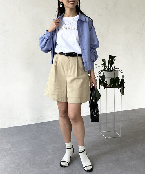 Chez toi（シェトワ）の「箔ラインロゴTシャツ（Tシャツ/カットソー・レディース・ブラック/グレイッシュベージュ/オリーブ/オフホワイト・FREE）」の21枚目の写真