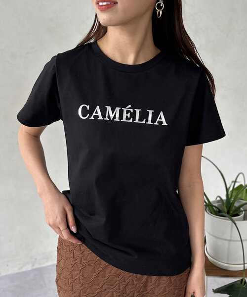 Chez toi（シェトワ）の「箔ラインロゴTシャツ（Tシャツ/カットソー・レディース・ブラック/グレイッシュベージュ/オリーブ/オフホワイト・FREE）」の17枚目の写真