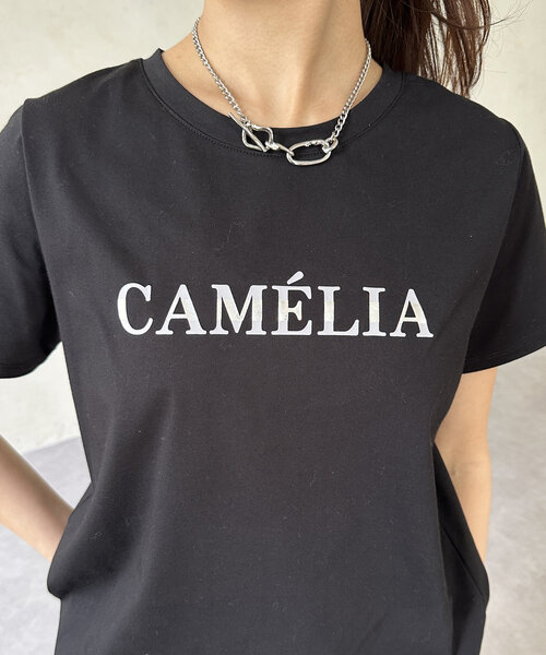 Chez toi（シェトワ）の「箔ラインロゴTシャツ（Tシャツ/カットソー・レディース・ブラック/グレイッシュベージュ/オリーブ/オフホワイト・FREE）」の6枚目の写真