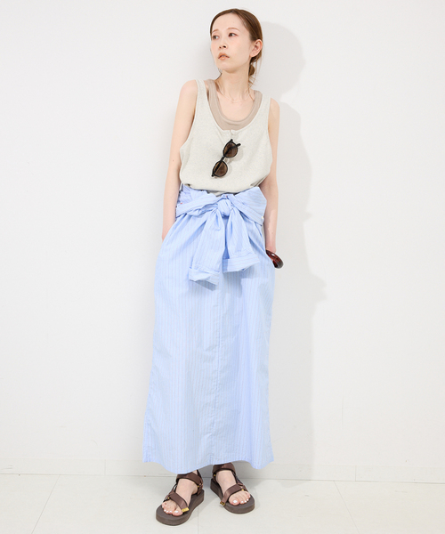 SLOBE IENA（スローブイエナ）の「ヘンリーパックタンク（Tシャツ/カットソー・レディース・ベージュ/ネイビー・FREE）」の11枚目の写真