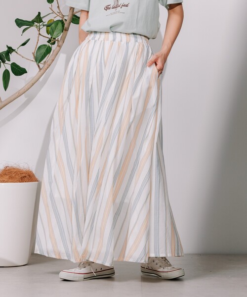 FREAK'S STORE（フリークスストア）の「インド マルチストライプ フレアスカート/ コットンロングスカート（スカート・レディース・レッド系その他/ブルー系その他・ﾌﾘ-）」の9枚目の写真