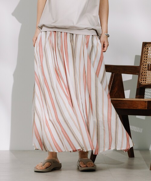 FREAK'S STORE（フリークスストア）の「インド マルチストライプ フレアスカート/ コットンロングスカート（スカート・レディース・レッド系その他/ブルー系その他・ﾌﾘ-）」の16枚目の写真