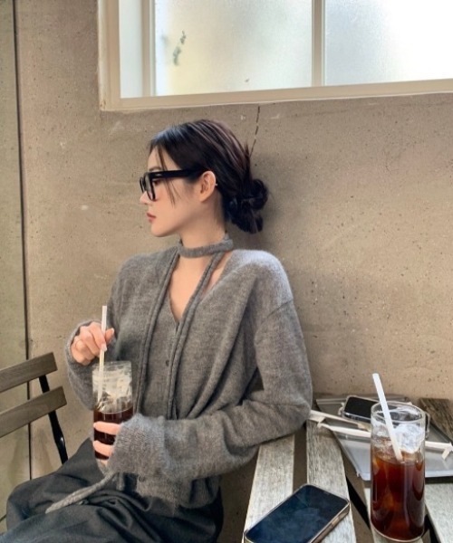 VIBGYOR（ヴィブジョー）の「【LAMPOON】ストールセットカーディガン（カーディガン/ボレロ・レディース・ブラック/グレー・FREE）」の3枚目の写真