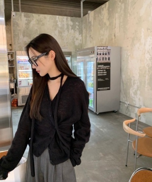 VIBGYOR（ヴィブジョー）の「【LAMPOON】ストールセットカーディガン（カーディガン/ボレロ・レディース・ブラック/グレー・FREE）」の6枚目の写真