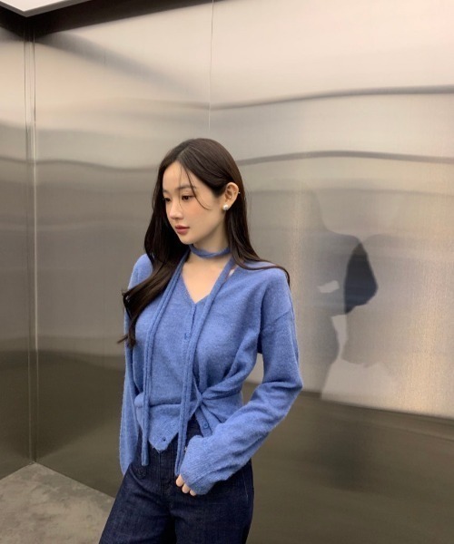 VIBGYOR（ヴィブジョー）の「【LAMPOON】ストールセットカーディガン（カーディガン/ボレロ・レディース・ブラック/グレー・FREE）」の10枚目の写真