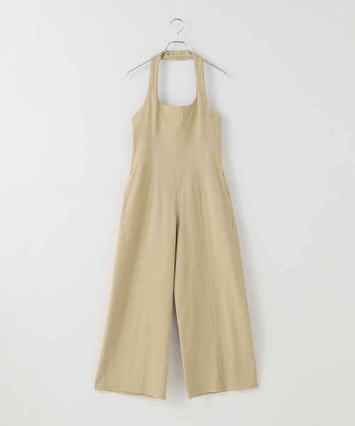 Spick & Span(スピックアンドスパン)の「コットンツイルガーメントダイサロペット(サロペット/オーバーオール・レディース・ブラック/ベージュ・38/36)」の2枚目の写真