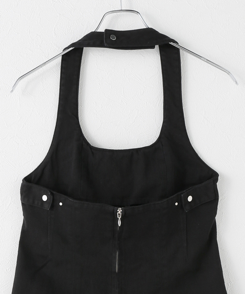 Spick & Span(スピックアンドスパン)の「コットンツイルガーメントダイサロペット(サロペット/オーバーオール・レディース・ブラック/ベージュ・38/36)」の5枚目の写真