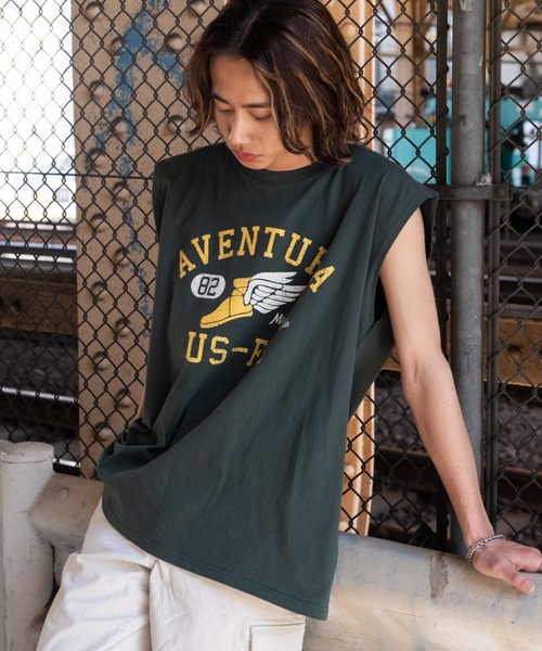 tシャツ ヴィンテージライクロゴノースリーブ レディース セール】ヴィンテージライク ノースリーブ プリントTシャツ【IR