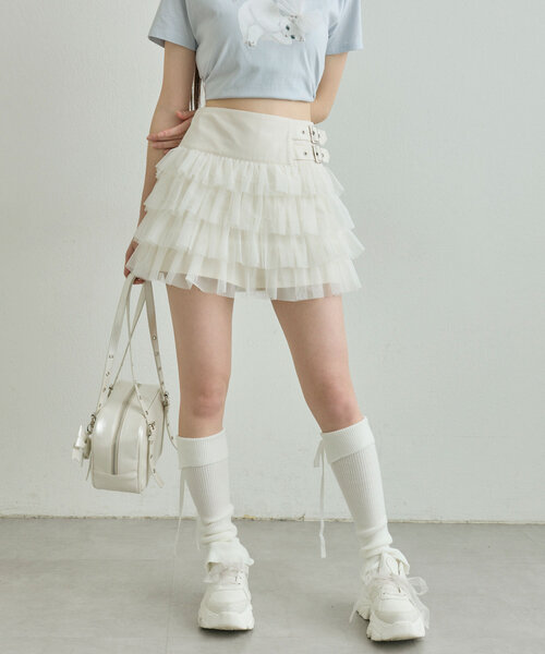 OLIVE des OLIVE（オリーブデオリーブ）の「ダブルバックルフリルスカート（スカート・レディース・オフホワイト/アイボリー/チャコールグレー・FREE）」の20枚目の写真