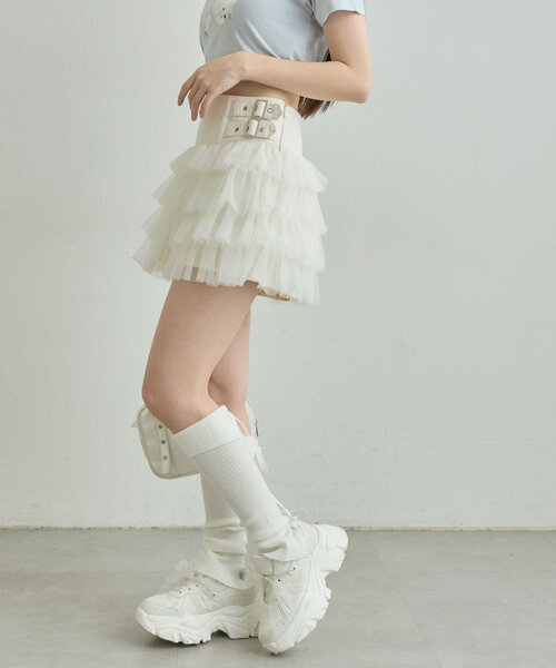 OLIVE des OLIVE（オリーブデオリーブ）の「ダブルバックルフリルスカート（スカート・レディース・オフホワイト/アイボリー/チャコールグレー・FREE）」の21枚目の写真