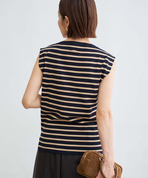 SEATTLE 度詰め ボーダー ノースリーブ（ニット/セーター