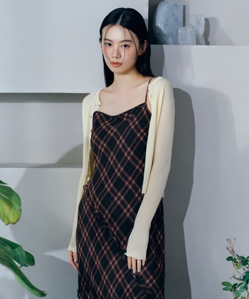 【美品】FRAY I.D シルクコットンシアーリブカーデ セール】シルクコットンシアーリブカーデ（カーディガン/ボレロ